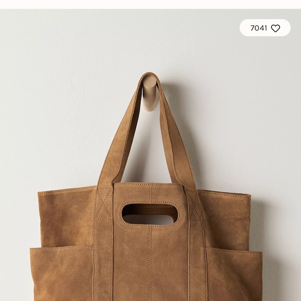 Elegant Suede Tote Bag - Brown - Picture 4 of 6